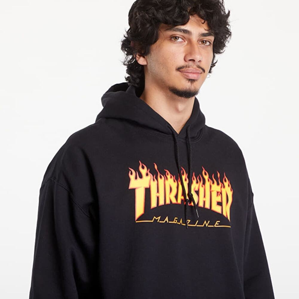 L  L Thrasher Flame  Hoodie Graphic Sweatshirt Skatercore Skate 90's Grunge
